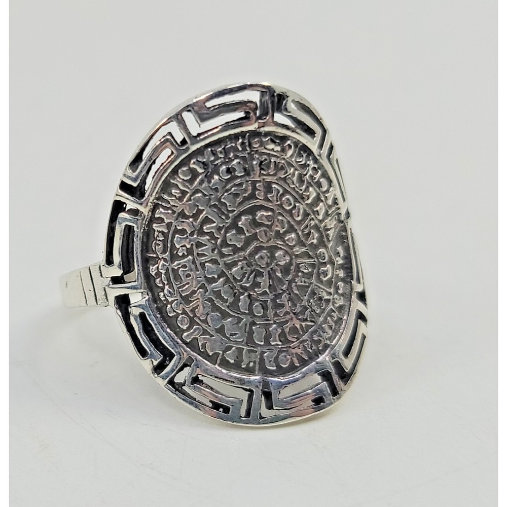 Sterling Silver Aztec Mayan Shield Style Ring 925 Size 7.75